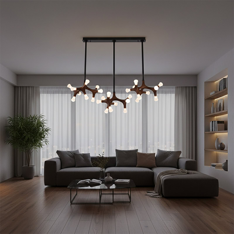 BRAWO LG300 modern wooden branch pendant light with sculptural branch design and ambient LED lighting for contemporary interiors