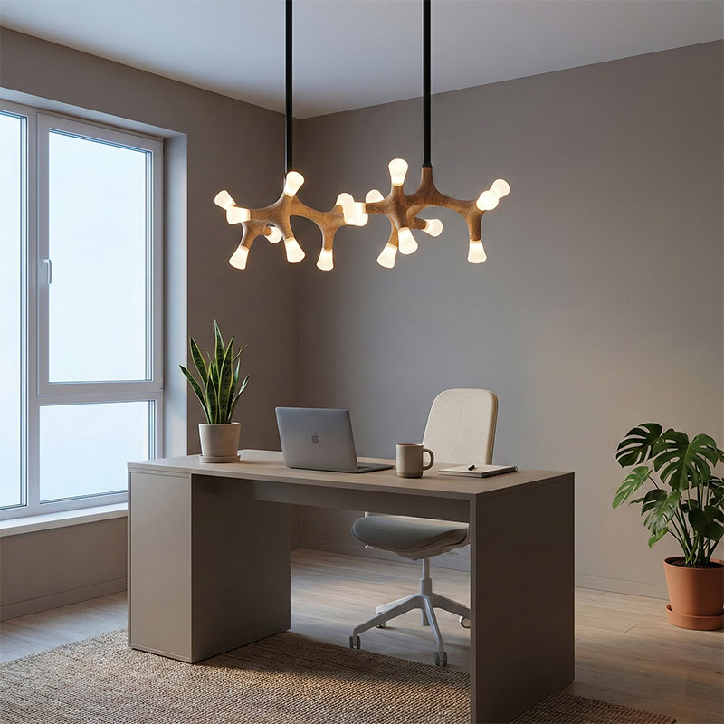 BRAWO LG300 modern wooden branch pendant light with sculptural branch design and ambient LED lighting for contemporary interiors