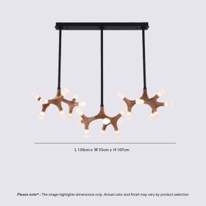 BRAWO LG300 modern wooden branch pendant light with sculptural branch design and ambient LED lighting for contemporary interiors