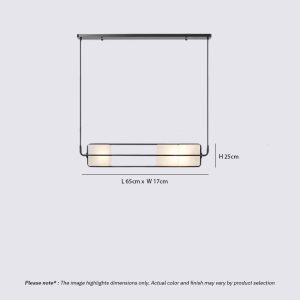 TESA LG281 linear glass cube pendant light with black metal frame and integrated LED, suitable for kitchen, dining, living room, office, and commercial interiors.