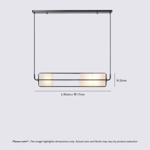 TESA LG281 linear glass cube pendant light with black metal frame and integrated LED, suitable for kitchen, dining, living room, office, and commercial interiors.