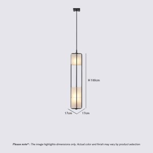 TESA LG301 geometric glass cage pendant light with black metal frame and vertical cube design for modern interiors
