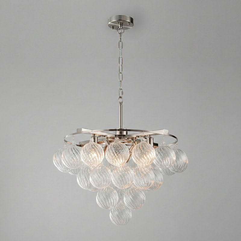 FOSCHO LG304 tiered glass bubble chandelier with multi-globe glass orbs and modern sculptural hanging light design