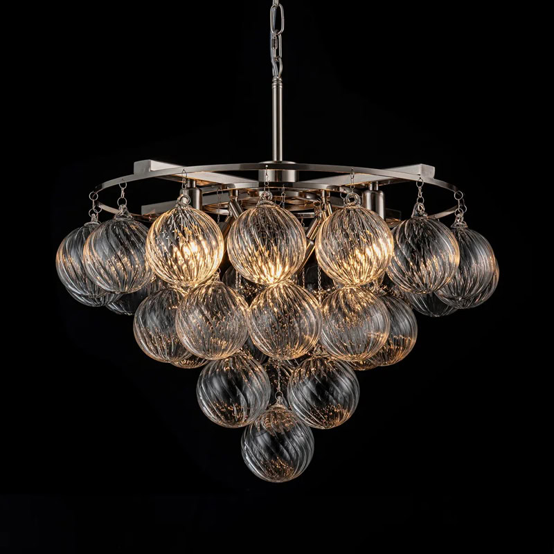 FOSCHO LG304 tiered glass bubble chandelier with multi-globe glass orbs and modern sculptural hanging light design