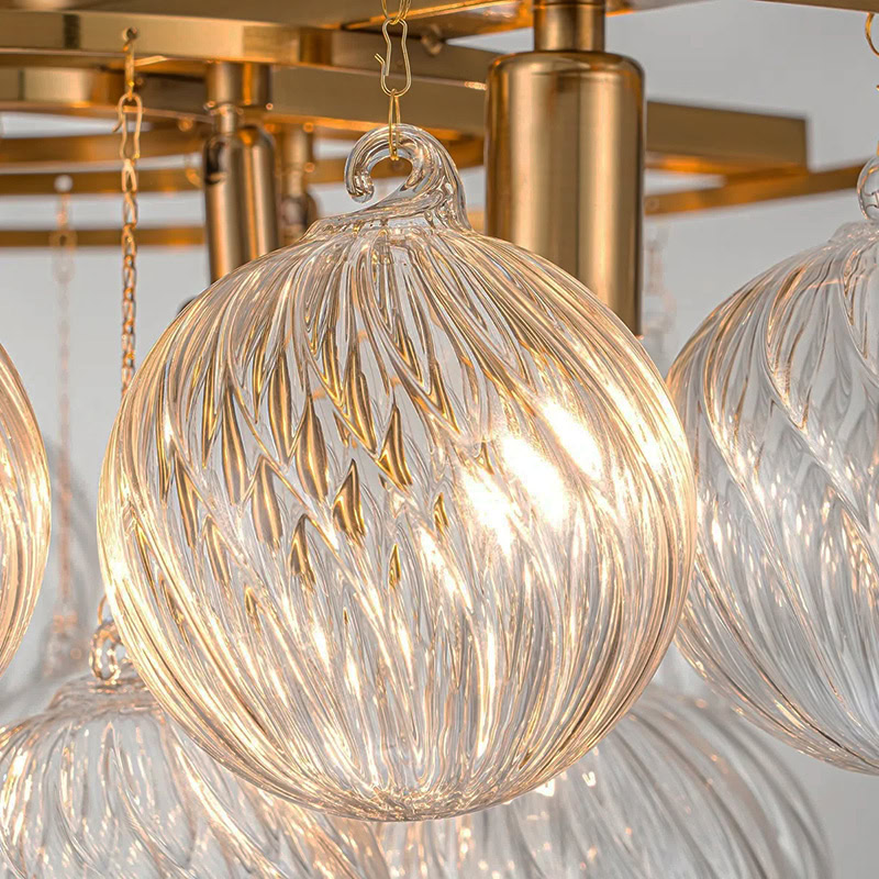 FOSCHO LG304 tiered glass bubble chandelier with multi-globe glass orbs and modern sculptural hanging light design