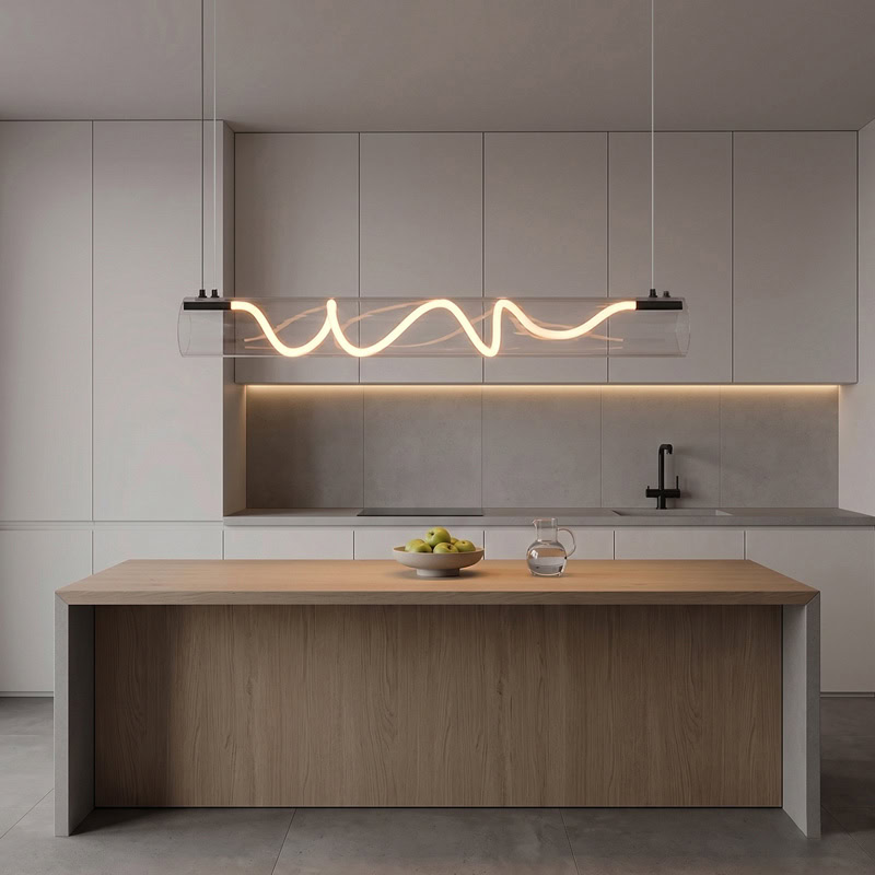 CUERLUZ LG340 linear tube rope pendant light with soft 360-degree LED illumination and silicone rope accent for modern interiors