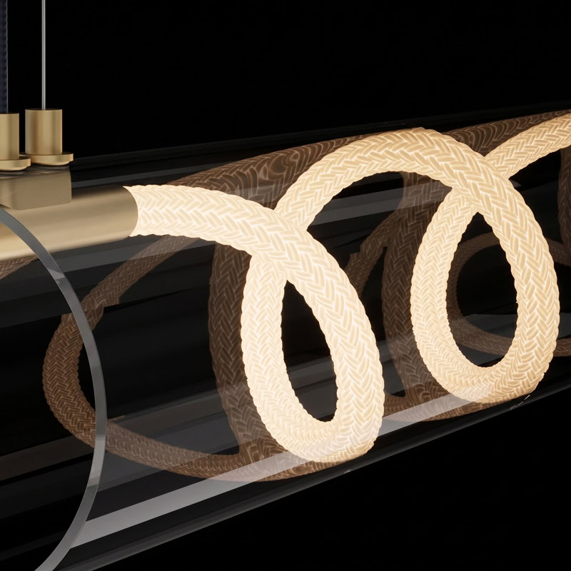 CUERLUZ LG340 linear tube rope pendant light with soft 360-degree LED illumination and silicone rope accent for modern interiors