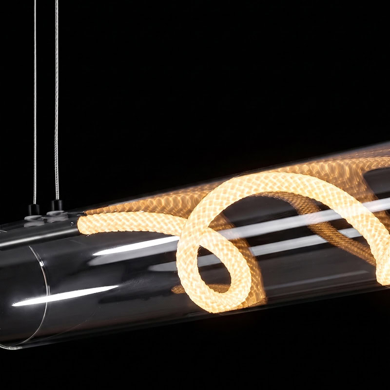 CUERLUZ LG340 linear tube rope pendant light with soft 360-degree LED illumination and silicone rope accent for modern interiors