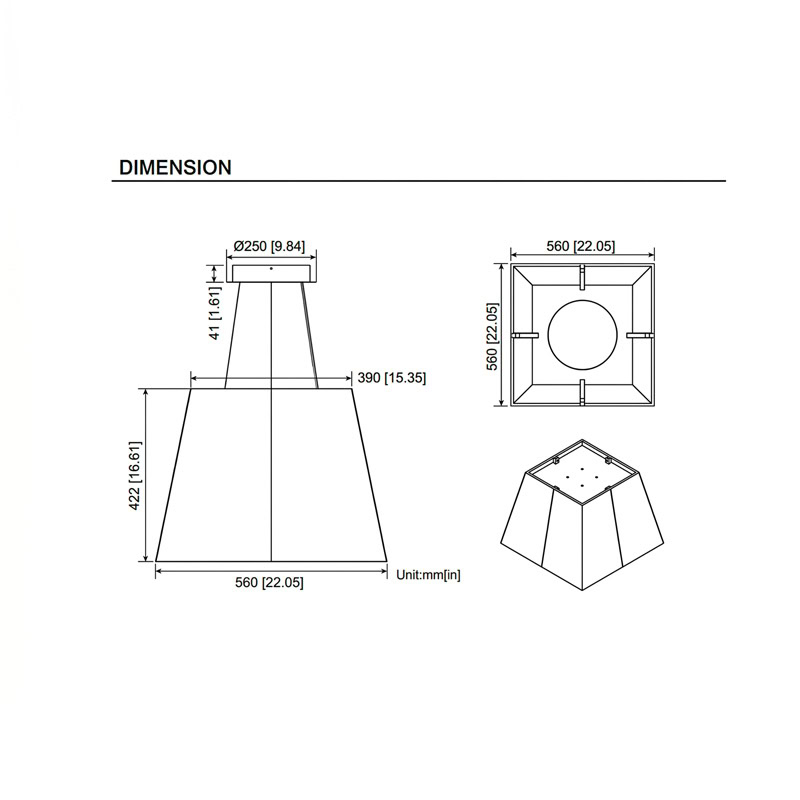 Acoustic pyramid pendant light in felt finish, suspended from black ceiling canopy.