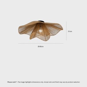 Hand woven decorative ceiling light with rustic boho woven shade and soft ambient glow for modern interiors
