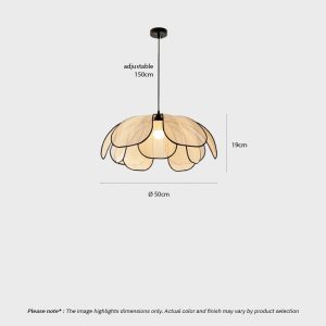 Floral Fabric Pendant Light TERRAVA LG348 with soft handcrafted petal shade and diffused warm glow for living room, dining room, and kitchen interiors