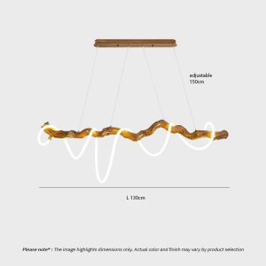 Sculptural resin rope pendant light with integrated LED, organic branch-inspired design, and 360° illumination for modern interiors.