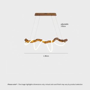 Sculptural resin rope pendant light with integrated LED, organic branch-inspired design, and 360° illumination for modern interiors.