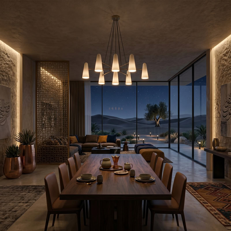 Mid-century glass cone chandelier in brass with tapered white glass shades on a radiating multi-arm frame