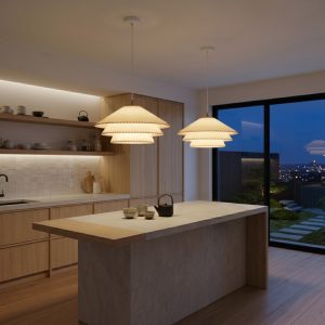 Layered Fabric Cone Pendant Light <br> TERRAVA LG367