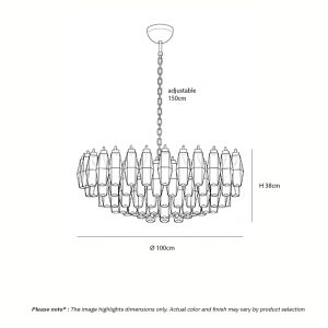 Luxury Amber Glass Chandelier WOLFOS LG381 with layered amber glass elements for modern luxury interiors