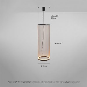 Modern Tassel Pendant Light NOVARA LG392 with cylindrical cotton rope shade creating a soft diffused glow in contemporary interiors.