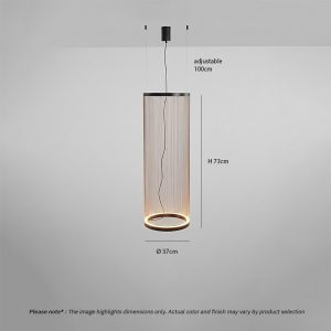 Modern Tassel Pendant Light NOVARA LG392 with cylindrical cotton rope shade creating a soft diffused glow in contemporary interiors.